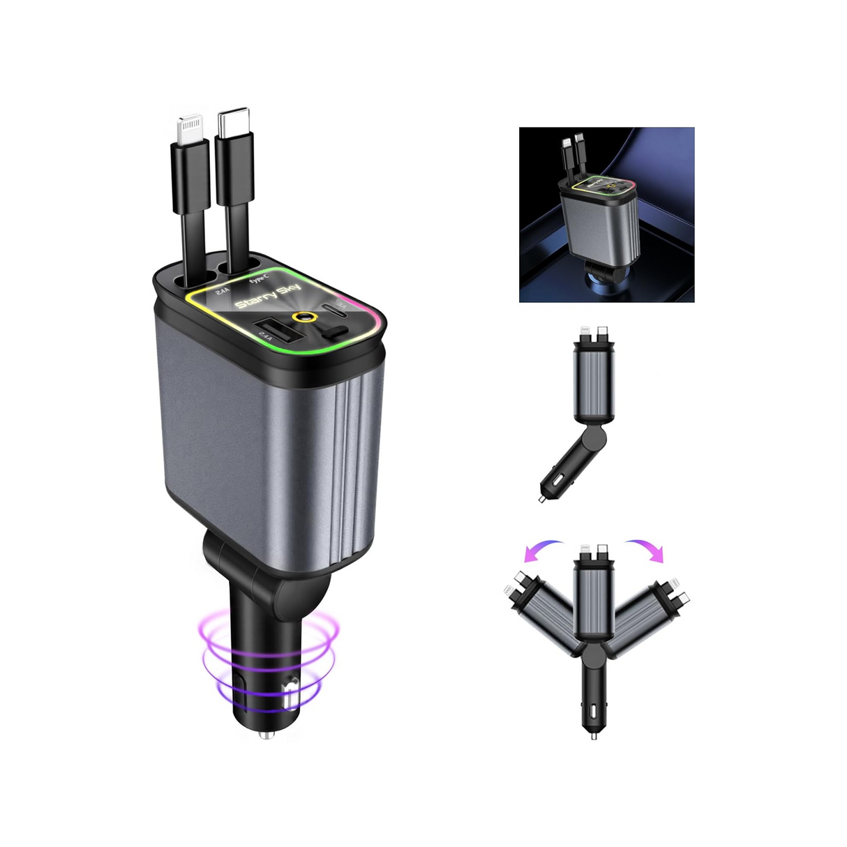 4 in 1 Car Charging Port Starlight