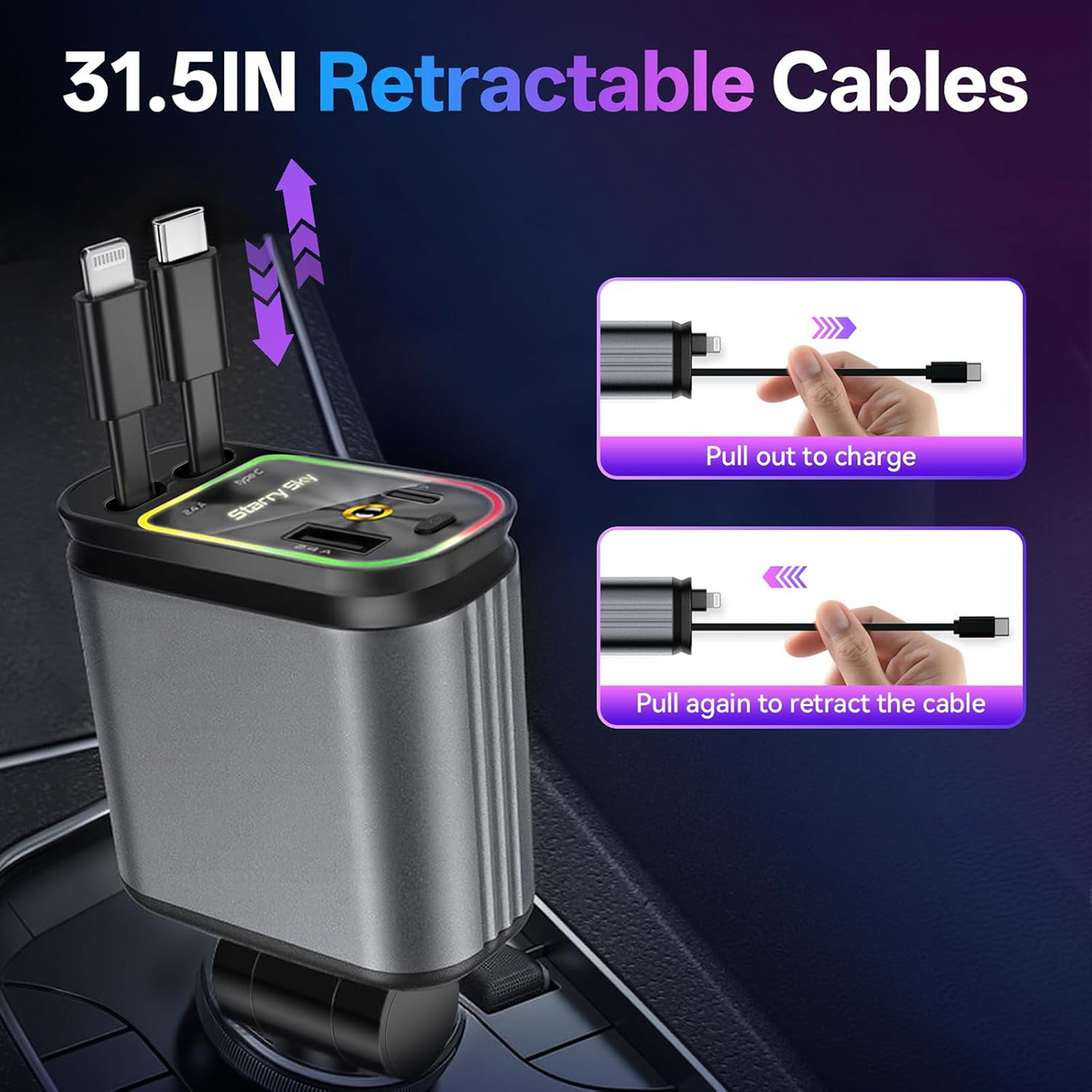 4 in 1 Car Charging Port Starlight